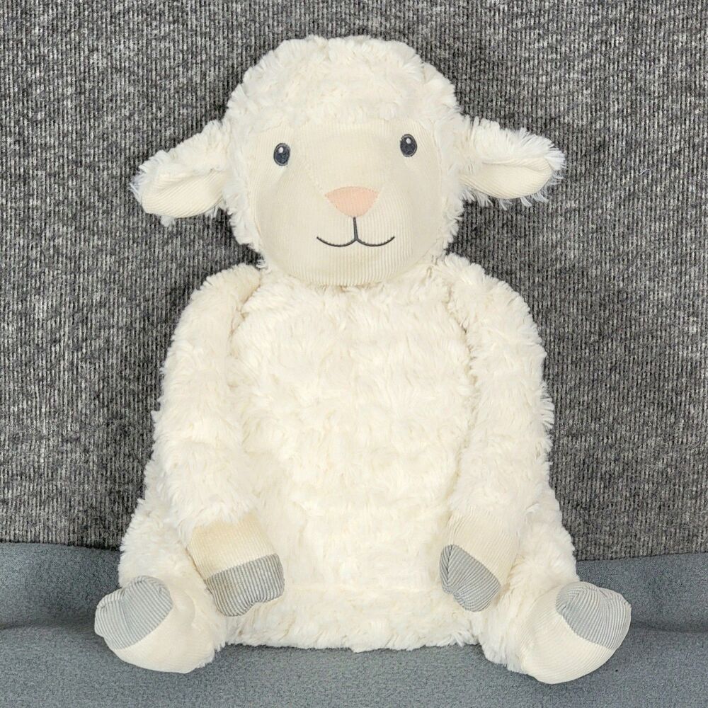 Macys First Impressions Lamb Plush 12" Off White Sheep Stuffed Animal Pink Nose